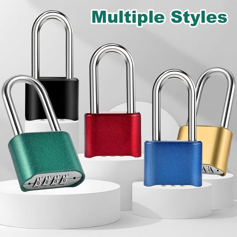 Faburo 2pcs Combination Lock, 4-Digit Heavy Duty Combo Lock, Combination Padlock Outdoor Waterproof Gate Locks for Outdoor Fence, Locker, Sheds, Gym, Gate Hasps (2pcs, Long Shackle, Green) - Image 5